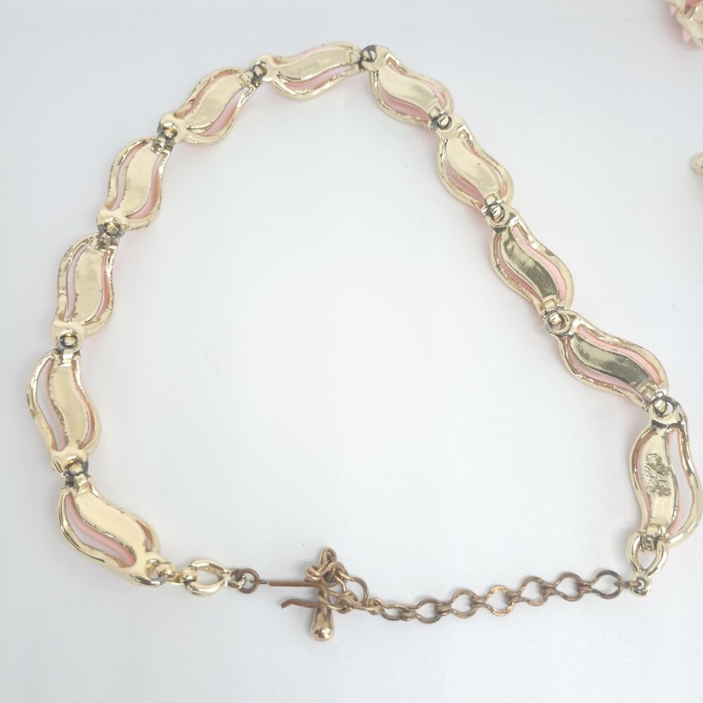 Vintage KARU ARKE Pink Moonglow Thermoset Necklace -16” Rare Beauty ~ MCM - Picture 7 of 8